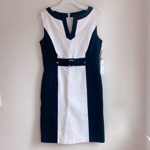 NWT Tahari black and white sheath dress